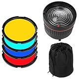 FOTGA NG-10X Bowens Berg Studio Light Focus Obiettivo + 4 filtri colore per luce LED flash