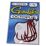 Gamakatsu Octopus Gancio, Misura 9/0, Rosso, per 5