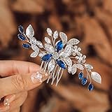 IYOU Pettine per Capelli da Sposa con Strass Blu Accessori per capelli da Sposa per Damigelle D onore per le Donne