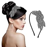 Sibba Fasce Per Capelli Da Donna Anni  20 Accessori In Cristallo Matrimonio Nero Con Strass Stile Vintage Accessorio San Valentino Ragazze Costumi Feste Di Ballo Retrò Grigio