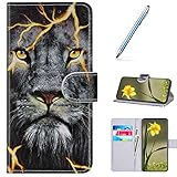 Pelle Portafoglio Cover Compatible with MOTO G7 Power Custodia Flip Libretto Animale Case Lion,URFEDA PU Cuoio Chiusura Magnetica Case Cover Stile Vani di Carte Coper tura Custodia per MOTO G7 Power