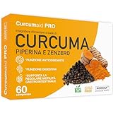 Curcuma e Piperina Plus, Curcumina 1000mg 60 compresse con estratto di curcuma piperina zenzero. + Piperina Vegana e Pepe Nero. Integratore Antinfiammatorio Naturale, turmeric