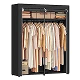 SONGMICS Armadio, Guardaroba Porta Abiti per Camera da Letto con 2 Barre Appendiabiti, Armadio Portatile in Tessuto, Pieghevole, per Armadio, 140 x 43 x 174 cm, Nero Inchiostro RYG02BK