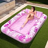 Sloosh Galleggiante gonfiabile per adulti, 215,9 x 144,8 cm, extra large, per piscina, abbronzatura, vasca da bagno, ghiaccio, lettino abbronzante gonfiabile per piscina, zattera lounge (XL-rosa)