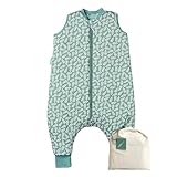 molis&co - Sacco Nanna con piedini - Sacco nanna invernale per Bambini - Sacchi Nanna 2.5 tog con piedini - 100% Cotone (Oeko-TEX 100) - Green Garden (1 anni)