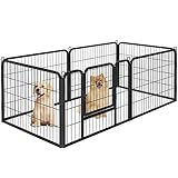 Yaheetech Recinto per Cani 6 Pezzi 80 x 60 cm Cuccioli Conigli da Interno Esterno Giardino Rete Recinzione in Ferro Metallo Nero