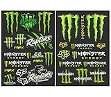 2 Pezzi Adesivi Monster Energy,Adesivi Casco Moto,Adesivi Monster,Adesivi per Moto,Adesivi Motocross,Adatto per Moto,Caschi,Fuoristrada E Skateboard