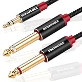 SHULIANCABLE Cavo Audio Jack 3,5mm a Doppio 6,35mm, Cavo Jack Mono Cavo Stereo Aux in per Collegare Smartphone, Tablet, Amplificatore etc. (2M)