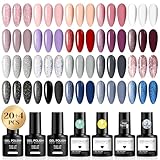 GELFAVOR Smalto Semipermanente, 24 Pezzi Rosa Nude Bianco Viola Rosso Blu Colori Smalti Semipermanenti per Unghie Soak Off UV/LED Smalto Semipermanente Unghie Nail Art Manicure