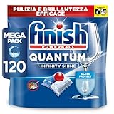 Finish Quantum Infinity Shine Pastiglie Lavastoviglie, 120 Capsule Lavastoviglie, Detergenti per Lavastoviglie per una Pulizia e Brillantezza Efficace