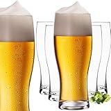 Platinux - Bicchieri da birra da 500 ml (max. 640 ml) in vetro, set da 6 pezzi, bicchieri da birra, bicchieri alti da birra 0,5 l