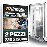 Hinrichs 2x Porta Antipolvere con Chiusura a Strappo - 220x120 cm - Copri Scarpiera con Cerniera - Antipolvere Casa - Copertura Scaffale - per ristrutturazioni, trasformazioni e restauri