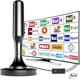 2024 Antenna TV Interna, Antenna TV con 280+ miglia Gamma 360° Ricezione del Segnale, Antenna TV con Cavo Coassiale da 5m