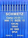 Schmetz, 10 aghi con testa rotonda per macchina da cucire, sistema 134 (R), industriali, spessore 70 -