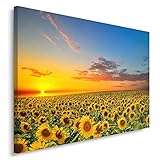 Feeby Quadro su Tela Fiori Girasole 60x40 cm 1 pezzo Stampa Murale Fotografia Decorazione da parete Immagini Moderni per Soggiorno Camera da Letto Ufficio Cucina Cielo Natura Paesaggio Giallo