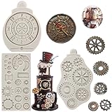 MYPRACS Steampunk Gear - Set di 3 stampi in silicone a forma di bussola, ingranaggi e denti, per decorazioni per torte a tema steampunk, cioccolato, caramelle, cupcake, argilla polimerica