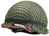 Winer Outdoor Casco WW2 US M1 Verde Acciaio con Cinturino in Mesh Mesh Mento Cat Eye Belt Regolabile