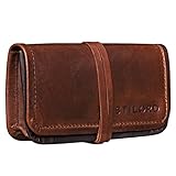 STILORD  Flavio  Porta tabacco in vera pelle Stile vintage Astuccio porta filtri e cartine Cuoio Borsa Portatabacco Uomo Donna, Colore:cognac marrone scuro