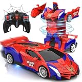 Macchina Telecomandata, 2.4GHz Trasforma Robot & RC Auto da Corsa Radiocomandata Giochi Esterno Giocattolo, Spider Cars Macchinine per Gioco Regalo Compleanno Natale Bambino Bimbi 3 4 5 6 7 8 9 Anni