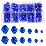 Gocelyn 900 perline biconiche sfaccettate in cristallo di colore AB (blu reale), perline sfuse assortite per la creazione di gioielli, bracciali, ciondoli, 2/3/4/5/6/8 mm