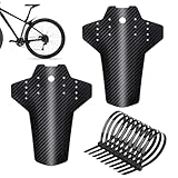 Demarsen Parafango MTB 2 Pezzi Parafango Bici Compatibile Anteriore e Posteriore, Parafanghi MTB in Fibra di Carbonio, Accessori MTB con 8 Fascette per Cavi Adatto da 20 a 29 Pollici