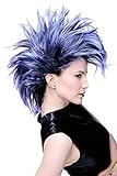 Wig Me Up - Parrucca Da Carnevale, Punk, Glam, Vamp, Taglio Mohawk,Cotonati, Nero Blu, Pw0078-1-P103Pc10