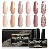 Shining She Smalto Semipermanente,6 Colori Serie Nude, Beige Champagne color Glitter Nude Smalto Semipermanente Unghie, Soak Off UV/LED Lampada Smalto per Principianti Nail Art DIY,8ML