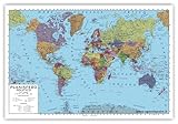 Agendepoint.it - Cartina geografica PLANISFERO Mondo A3 (30x42) bifacciale fisica e politica - 1:74.000.000 per uso scolastico
