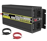 Novopal-Power Inverter Onda Sinusoidale Pura 3000W 6000W Trasformatore di Potenza Convertitore- DC 24v in AC 220v 230v 240v Invertitore di Tensione-2 EU Presa con Uscita USB-5 Metri di Telecomando