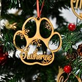 Palla Natale Personalizzata Palline di Natale personalizzata in legno zampa con nome cane o gatto Palline Natalizie con Nome addobbo personalizzato impronta decorazione di natale (M4,1PCS)
