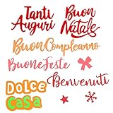 7 Set Fustelle Stencil Cutting Dies Lettere Natalizia Compleanno Auguri Fiocchi di Neve per Scrapbooking Decorazione di Festa Natale Benvenuti Compleanno Fai da Te Creazione Goffratura