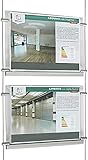 Espositore a cavetti luminoso monofacciale da vetrina, EVO LED KIT 1x2, con 2 cartelle in plexiglass formato A4 orizzontale, porta annunci per agenzie immobiliari, studi fotografici, ecc.