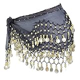 Kiuiom Cintura Danza Ventre, Sciarpa Danza Ventre, Cintura Danza Indiana, Ballo di Pancia Sciarpa Foulard Danza Ventre Belly Dance Hip Scarfs Costume Danza Ventre Gonna Danza Ventre (Nero)