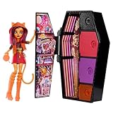 Monster High - Segreti da Brivido Neon Frights Toralei Stripe, playset con bambola, abiti e armadietto per i look, 19+ accessori Color Reveal a sorpresa inclusi, giocattolo per bambini, 4+ anni, HNF80