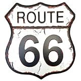 DiiliHiiri Cartello Metallo Route 66-32x29cm Originale Poster Retro American Retro Sign Company per Bar Pub Caffetteria Garage e Officina Decorazione Targa Vintage anni  50 (9542-1)