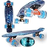 WeLLIFE Skateboard Mini Cruiser Serie RGX Skate 22" 56cm per Bambini Ragazzi Adulti, Skateboard con Ruote Luminose PU 78A Cruiser con Luci Multicolore Flash LED Cuscinetti ABEC-7