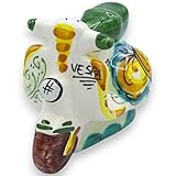 SICILIA BEDDA CAPACI Vespa Veicolo in Ceramica Caltagirone - L 12 cm ca. (1pz) con 2 Opzioni Colore e Decoro Casuale - Verde