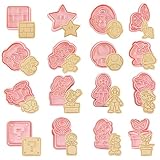 BouGPeng 16 Pezzi Formine Biscotti Bambini 3D Tagliabiscotti Plastica Stampo per Biscotti Animali Cartoon Fun Cookie Cutter Cookie Mold per Decorare Biscotto Dolci Torta