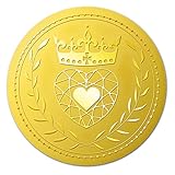 BENECREAT 100 pz Corona e Modello di Amore Adesivi Autoadesivi In Lamina D Oro In Rilievo, Sigilli Certificati In Oro Goffrato Da 5x5cm per Sigilli di Laurea per Buste per Inviti di Nozze