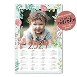 Point20.it - Calendario 2024 fotografico da parete personalizzato con foto 33x48 cm. - Ideali per famiglie, amici e regalo Natale, temi vari unicorni, animali foto fidanzati 12 mesi (Floral)