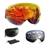 WLZP Occhiali da sci, maschere da snowboard UV400 e anti-nebbia a doppio rivestito, maschera da sci per uomini e donne, adatto per lo sci, lo snowboard, l arrampicata su ghiaccio, lo sci alpino