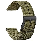 TStrap Cinturino Orologio Nylon 20mm - Cinturino per Orologio Verde Morbido a Sgancio Rapido - Cinturini per Orologi Militari in Tela per Uomo Donna – Cinturini Orologi Intelligente - 18mm 22mm 24mm