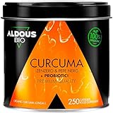 Curcuma e Piperina Plus + PROBIOTICI + Zenzero e Pepe Nero | 1460 mg | 250 Capsule per +4 Mesi | Curcuma Capsule Bio Alto Dosaggio - Antinfiammatorio Naturale | Certificazione Biologica