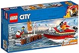 LEGO City Fire Incendio al Porto, Set di Costruzioni con Motoscafo Antincendio con Cannone ad Acqua e Minifigure di Pompiere, Giocattolo da Bagno per Bambini di 5 Anni, 60213