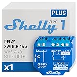 Shelly Plus 1, Relè interruttore intelligente, Wi-Fi & Bluetooth, Contatti a potenziale zero, Compatibile Con Alexa & Google Home, App iOS Android, Nessun Hub Richiesto