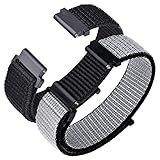 ANNEFIT Nylon Cinturino 22mm, 2 Pezzi Regolabile Sport Cinturini per Orologi a Sgancio Rapido per Uomo e Donna (Nero e Grigio)