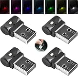 YOUNLEN 4 Pezzi Luce Ambientale Interna Per Auto A LED USB,MiNi Luce Notturna A LED Portatile [7 Colori Regolabili],Interfaccia USB Plug In, Set Di Luci Ambientali Per Bagagliaio