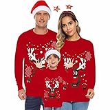 Felpa Uomo Donna Natale Elegant Felpe da Natale Famiglia Pullover per Famiglia Stampato Christmas Classico Sweatshirt Natalizie Regalo di Natale per Tutta la Famiglia Natalizio Felpe Natalizia Family