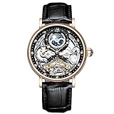 RORIOS Orologio Uomo Impermeabile Automatico Meccanico Orologio Cinturino in Pelle Tourbillon Orologio da Polso Moda Orologi da Uomo