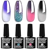 Omainy Gel Nail Polish Set -Color Changing Gel Nail Polish Set Purple Blue Pink Red Laverder Wind Red Black Color Changing Gel Polish Soak Off UV LED Thermal Temperature Art (1013)